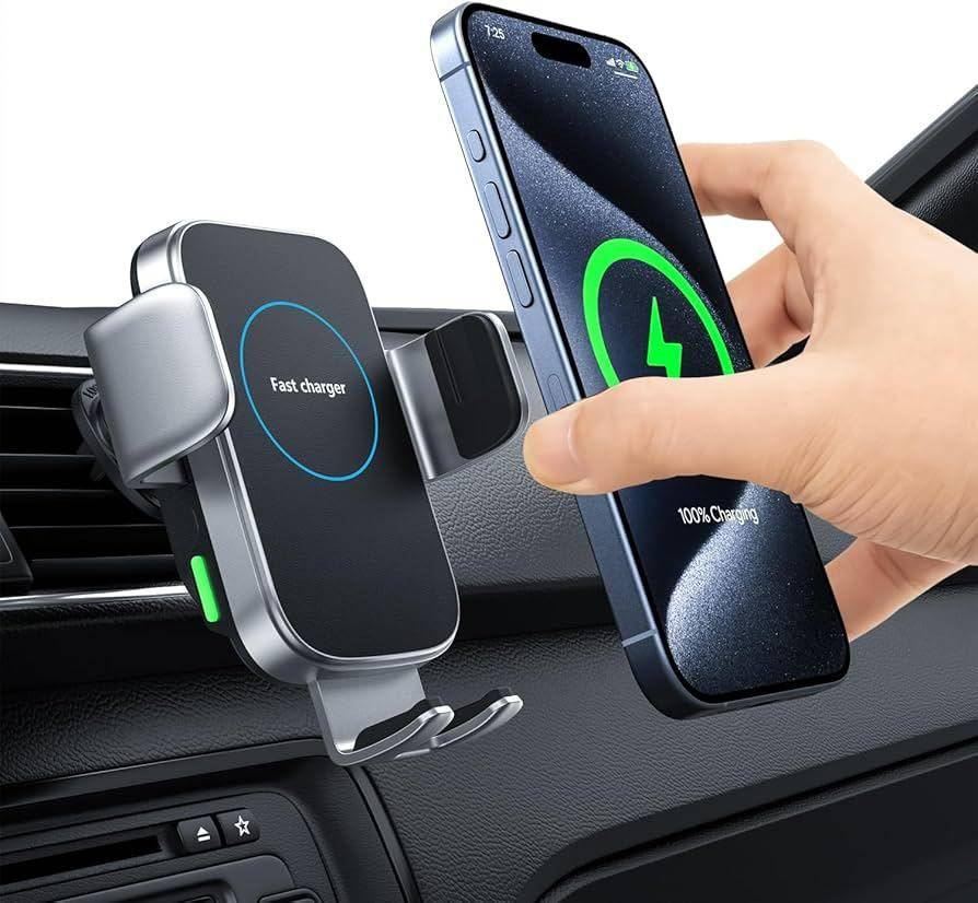 Caricabatterie wireless per auto con bloccaggio automatico